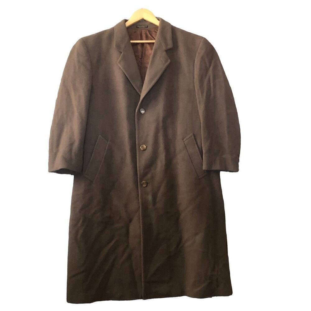 SILVER CLOUD wool/nylon/cashmere Blend Brown/Rust Dress overcoat size 46 Long